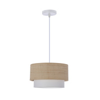 RITANA LAMPA WISZĄCA BIAŁY 1X60 E27 ABAŻUR BEŻOWY+BIAŁY Candellux 31-21663