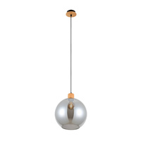Lampa wisząca dymiona kula 30cm plus elementy drewna 1xE27 Potan Italux PND-67497-WO-SG