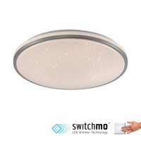 Okrągła lampa sufitowa 49cm z srebrną obramówką z funkcją SwitchMo KYLE LED 3000K Just Light 14295-21