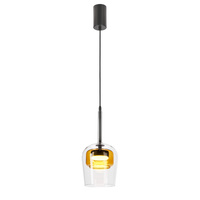 Lampa wisząca pojedyńcza z podwójnym kloszem bezbarwnym i żółtym GLAXI 1xGX53 Candellux Studio 31-50366