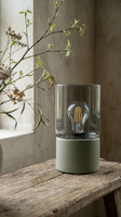 Szałwiowa lampka stołowa na komodę z kloszem DEX Kaja Lighting K-6054