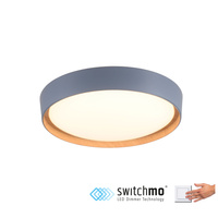 Okrągła szara lampa sufitowa 40cm EMILIA z funkcją ściemniania SwitchMo Just Light 14347-15