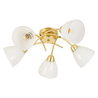 Lampa sufitowa 5-punktowa złota z białymi szklanymi kloszami CLARA GOLD 5xE27 Milagro ML2761