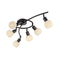 Czarna lampa sufitowa spiralna 6-punktowa czarna z mlecznymi kloszami 6xE14 Loki Just Light 12155-18