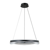 Czarny okrąg wiszący o średnicy 60cm z elementami ozdobnymi z akrylu Morte Italux PND-34535-L-BK