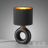 Czarna lampka stołowa ceramiczna z czarnym abażurem CARARA 1xE27 Just Light 14193-18