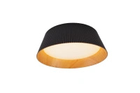 Czarny karbowany plafon o średnicy 46cm z imitacją drewna Fabio Maxlight C0282