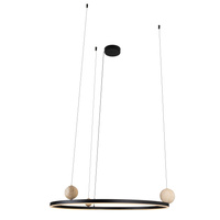 Lampa wisząca czarna obręcz 80cm z ozodbnymi kulami z kamienia naturalnego LED 3000K Maxlight P0702 Solaris