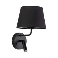 Czarny kinkiet z abażurem i dodatkową lampką do czytania MAJA BLACK 1XE27 1XG9 Tk Lighting 11392