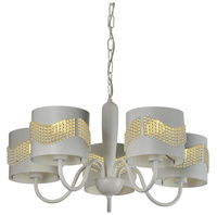 Biały żyrandol z abażurami ANTONIO 5X60W E27 Candellux 35-23001