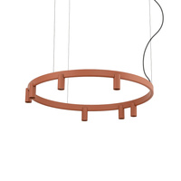 Lampa wisząca pierścień 80cm z tubami w kolorze terakota 13xGU10 R35 i LED zintegrowany FOURTY ROUND LED Nowodvorski 12418