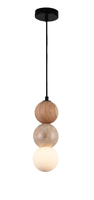 Lampa wisząca trzy połączone pionowo kule z drewna, kamienia i szkła Alice 1xG9 Maxlight P0664