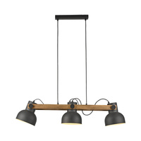 Lampa wisząca potrójna drewniana z trzema metalowymi kloszami CUP 2.0 3xE27 Just Light 15743-18