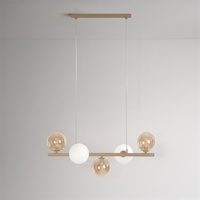 Beżowa lampa wisząca z kloszami na belce LEMO Kaja Lighting K-5846