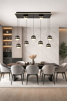 Lampa wisząca ósemka prostokątna Biarritz czarny chrom Aviano Lighting 7047-905