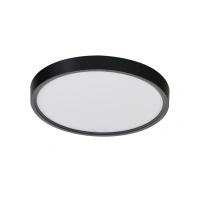 Czarny niski okrągły plafon sufitowy o średnicy 40cm z dodatkowym podświetleniem sufitu ARNOR 40 ROUND CCT (24W+17W) BK AZZARDO AZ6541