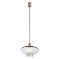 Lampa wisząca w kolorze miedzianym szklany dymiony klosz o średnicy 30cm TRESCO Argon 8981