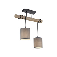 Lampa wisząca dwa zwisające abażury na drewnianej belce GREEN TRIBU 2xE27 Just Light 15782-29