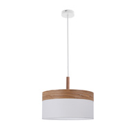 ORTO LAMPA WISZĄCA BIAŁY+DREWNIANY 1X60W E27 ABAŻUR BRĄZOWY+BIAŁY Candellux 31-27795