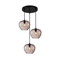 Lampa wisząca potrójna szklane klosze w odcieniu brązu 3xE27 Bresco Italux PND-3033-3A-BK-CF