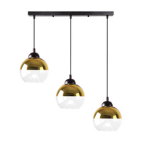 CONTESSA LAMPA WISZĄCA CZARNY 3X40 E27 KLOSZ ZŁOTY Candellux 33-21250