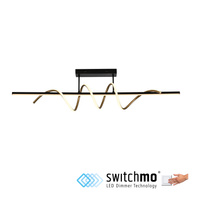 Lampa sufitowa spirala w kolorze czarnym i mosiężnym EMANDA LED 3000K z funkcją SwitchMo Just Light 19112-68