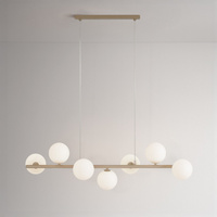 Beżowa lampa wisząca z kloszami do jadalni ARDI Kaja Lighting K-5842