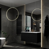 Lampa wisząca czarny pionowy pierścień LED o średnicy 85cm do łazienki Loop M 3000K IP44 PL0119-85-BK Yaskr