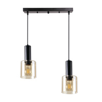 ISAR LAMPA WISZĄCA CZARNY 2X40 E27 KLOSZ BURSZTYNOWY  Candellux 32-21304