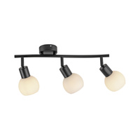 Potrójna czarna listwa sufitowa szklane klosze LOKI 3xE14 Just Light 12152-18