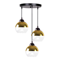 CONTESSA LAMPA WISZĄCA TALERZ CZARNY 3X40 E27 KLOSZ ZŁOTY Candellux 33-21281
