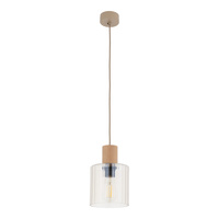 Lampa wisząca szklany klosz + akcent drewna SIERRA WOOD 1xE27 Tk Lighting 11800