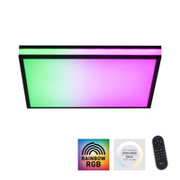 Kwadratowy plafon sufitowy 45cm strerowany pilotem z RGB kolory MARIO BLACK Just Light 14110-18