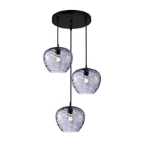 Lampa wisząca trzyzwisowa szklane klosze 3xE27 Bresco Italux PND-3033-3A-BK-SG