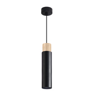 Claro lampa wisząca czarny 1x15W GU10 klosz czarny+drewniany Candellux 31-27740