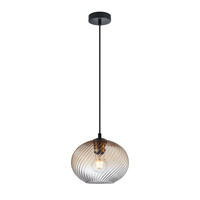 Lampa wisząca z bursztynowym kloszem o średnicy 22cm 1xE27 Alias Italux PND-3665-1-BRO-AMB