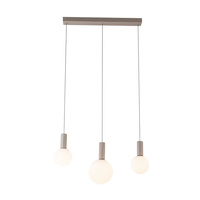 Lampa wisząca beżowa trzy białe klosze o różnych wielkościach na belce TESTA 3xG9 Candellux Studio 33-51110