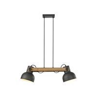 Lampa wisząca podwójna drewniana z metalowymi kloszami CUP 2.0 2xE27 Just Light 15742-18