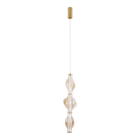 Lampa wisząca pionowe podłużny szklany klosz ELVA BRASS LED 3000K 22W Tk Lighting 18214