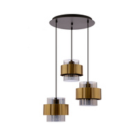 Spiega lampa wisząca talerz czarny+mosiężny 3x60w e27 klosz dymiony Candellux 33-09500