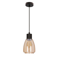 MOLDO lampa wisząca czarny 1x40W E27 klosz bursztynowy Candellux 31-35073