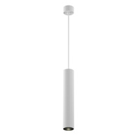 Lampa wisząca 30cm w kolorze białym ryflowana metalowa tuba o średnicy 5,6cm Calipso P106PL-01-GU10-W Maytoni