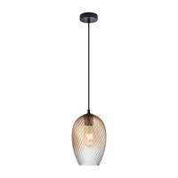 Lampa wisząca pojedyńcza bursztynowy klosz o średnicy 17cm 1xE27 Alias Italux PND-3663-1-BRO-AMB