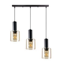 ISAR LAMPA WISZĄCA CZARNY 3X40 E27 KLOSZ BURSZTYNOWY Candellux 33-21311
