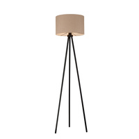 Lampa podłogowa czarna na trójnogu z beżowym abażurem DURO Just Light 1xE27 14894-39