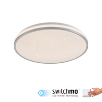 Okrągła lampa sufitowa 38cm z srebrną obramówką z funkcją SwitchMo KYLE LED 3000K Just Light 14294-21