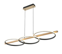 Lampa wisząca ALMERIA LED czarna-drewno okregi Zuma Line MD3913-3-3BWLT ze ściemniaczem