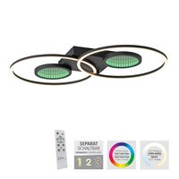 Lampa sufitowa czarna dwa okręgi plus dwa koła RGB imitujące tunel LED RGB Just Light TUNEL 15160-18