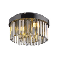 Okrągła czarna lampa sufitowa 30cm ze szklanymi zwisami KULUNKA 4xG9 Just Light 15048-18