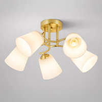 Złota klasyczna lampa sufitowa pięć szklanych kloszy PAFOS GOLD 5xE27 Milagro ML2766